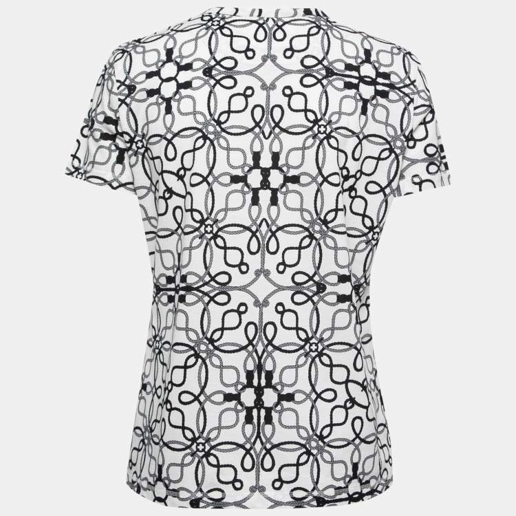 Pre Owned Hermes White Cotton Pique Rope Printed T-Shirt M