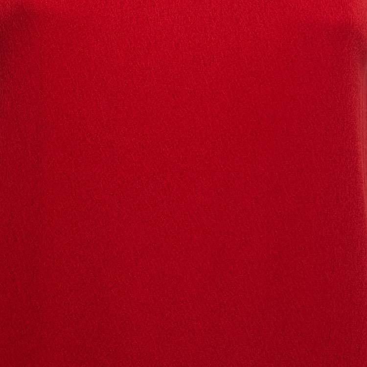Pre Owned Hermes Red Twill Sleeveless Midi Dress M
