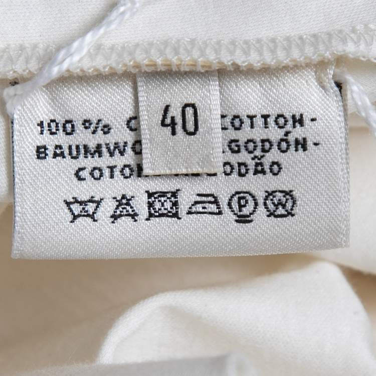 Pre Owned Hermes Cream Cotton Embroidered Pocket T-Shirt M