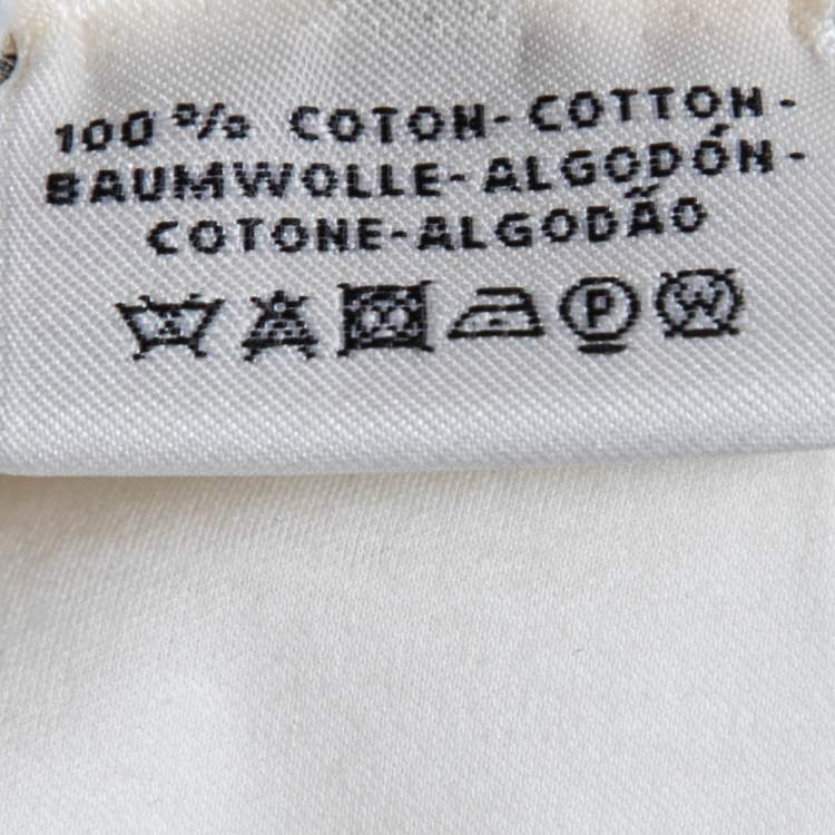Pre Owned Hermes Cream Cotton Embroidered Pocket T-Shirt M