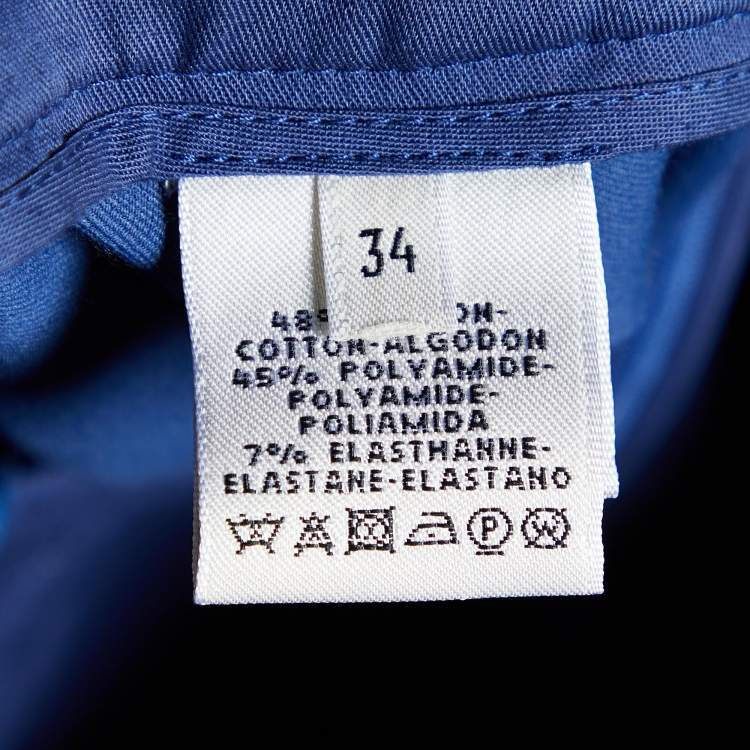 Pre Owned Hermes Blue Stretch Cotton Tapered Leg Trousers S