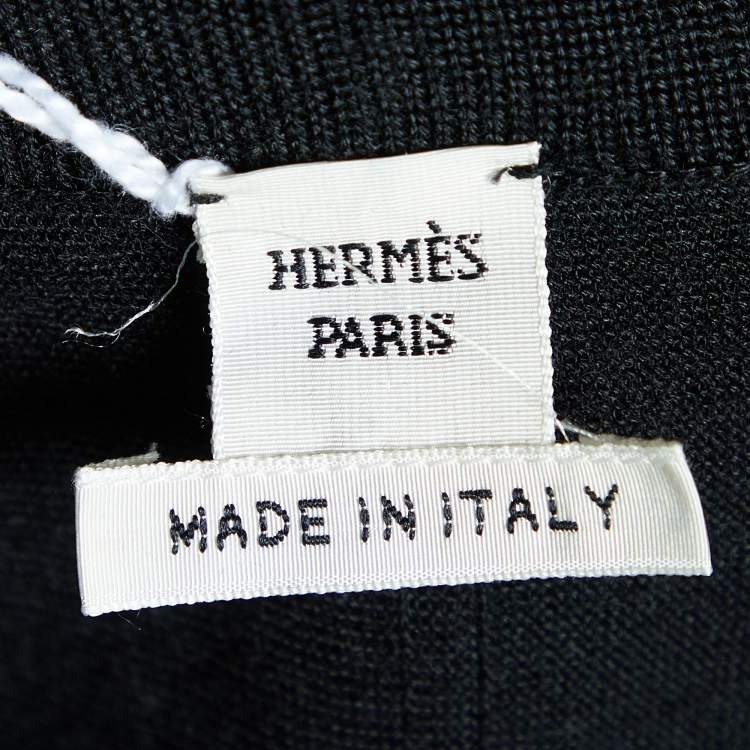 Pre Owned Hermes Black Jungle Love Printed Silk & Knit Belted Long Cardigan S