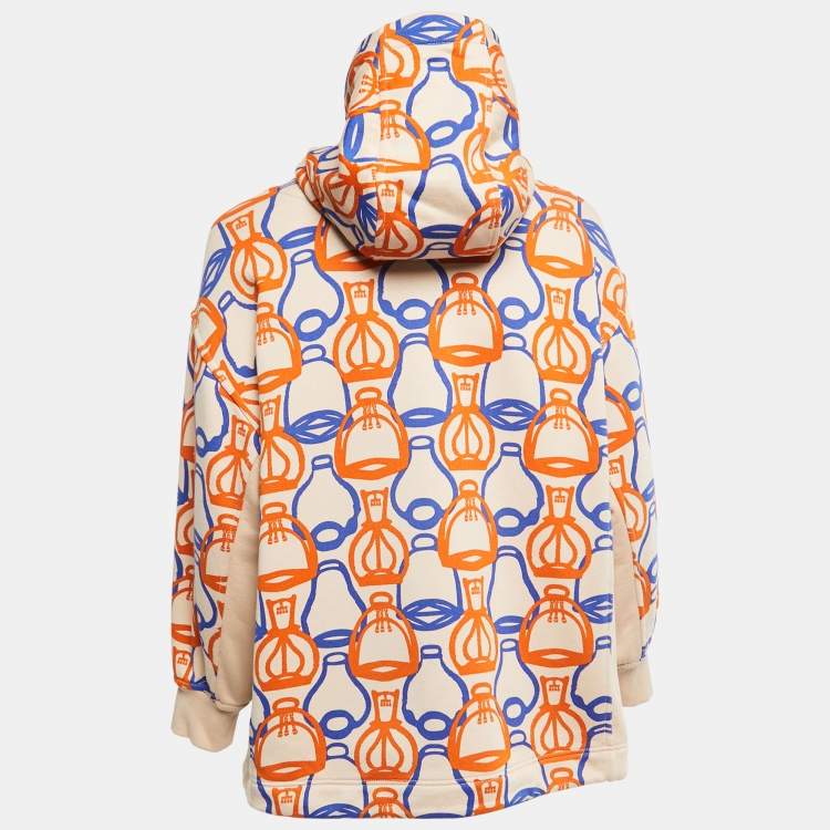 monogram print cotton hoodie