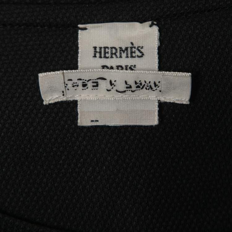 Pre Owned Hermes Black Crepe Cape Effect Belted Midi Dress M