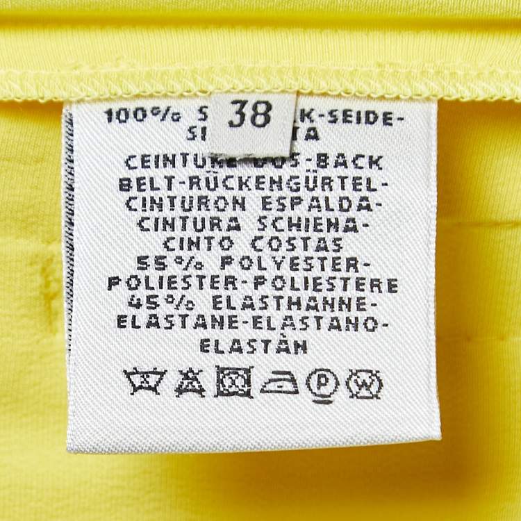 Pre Owned Hermès Yellow Silk Elasticized Waist Wide Leg Pants M