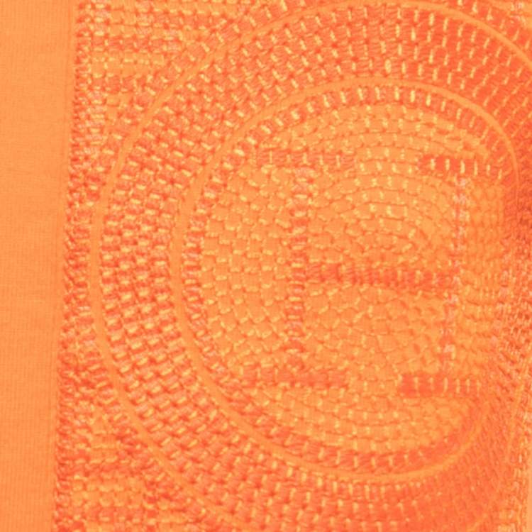 Pre Owned Hermes Orange Cotton Embroidered Pocket Long T-Shirt S