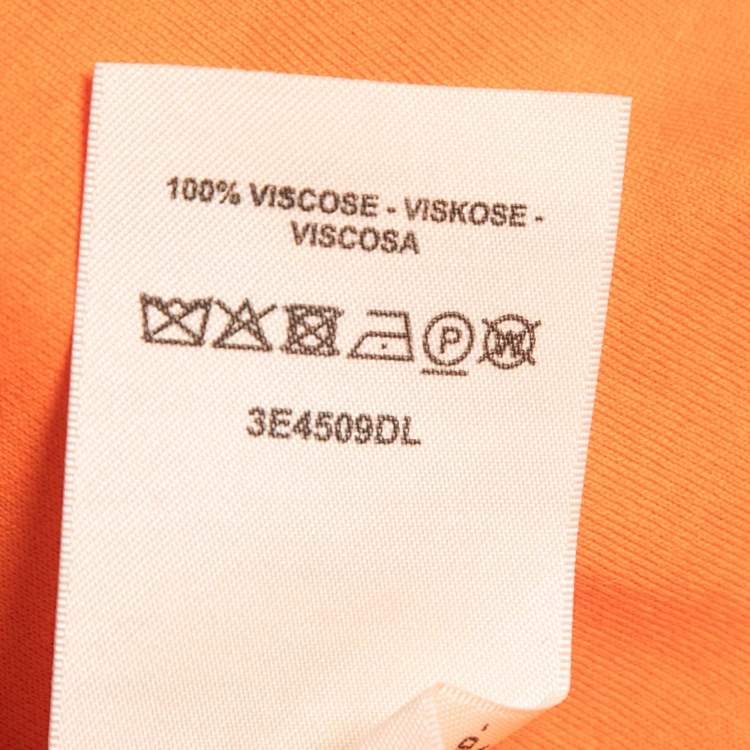 Pre Owned Hermes Orange Cotton Embroidered Pocket Long T-Shirt S