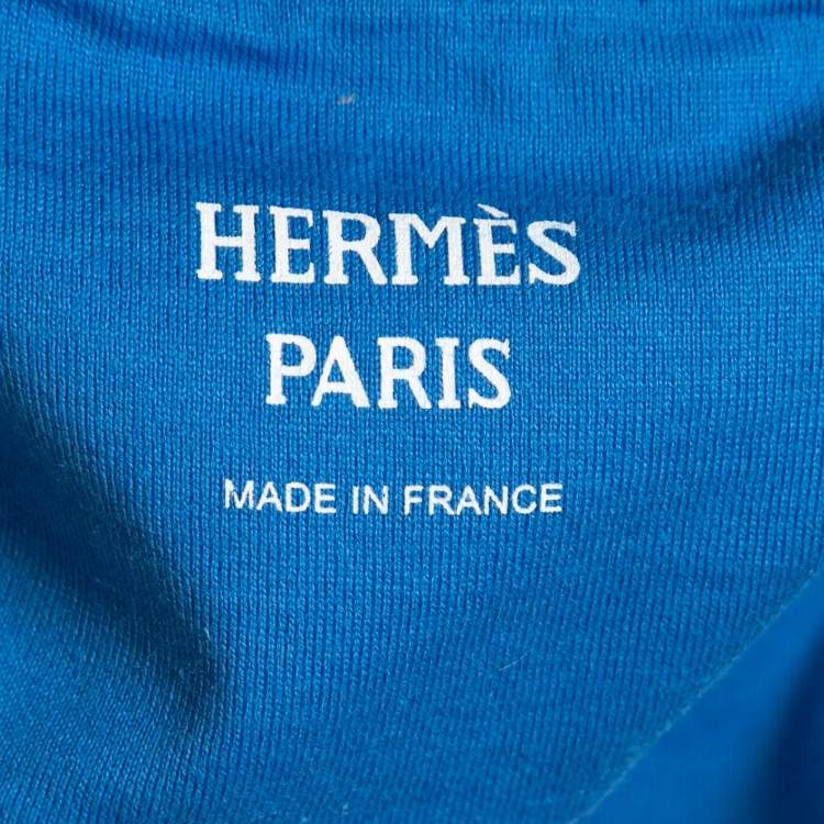 Pre Owned Hermes Blue Cotton Promenade Du Matin Print T-Shirt S