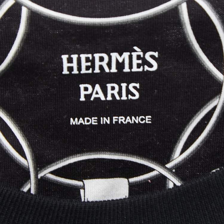 مملوكة مسبقًا Hermès  Black Promenade du Matin Cotton Crew Neck T-Shirt L