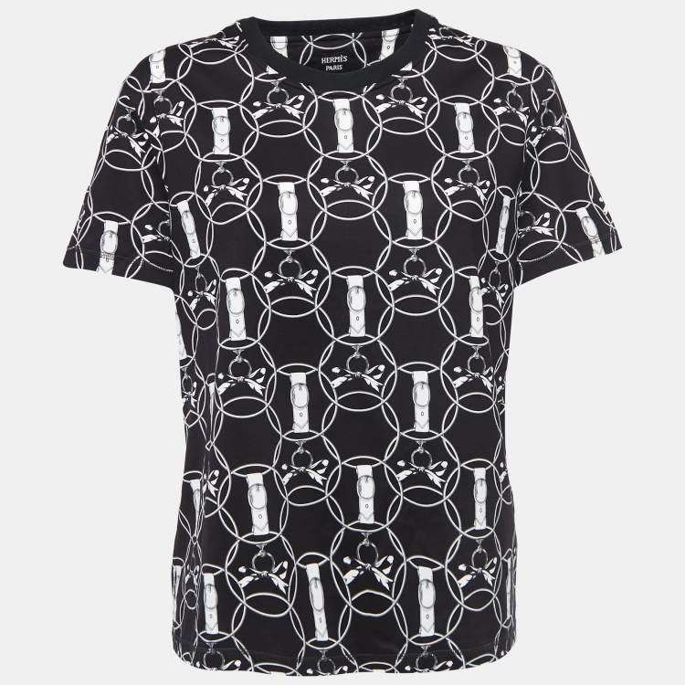 مملوكة مسبقًا Hermès  Black Promenade du Matin Cotton Crew Neck T-Shirt L