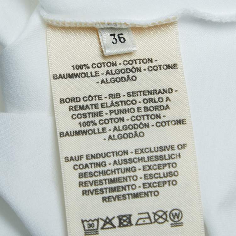 Pre Owned Hermes White Micro Print Cotton Short Sleeve T-Shirt S