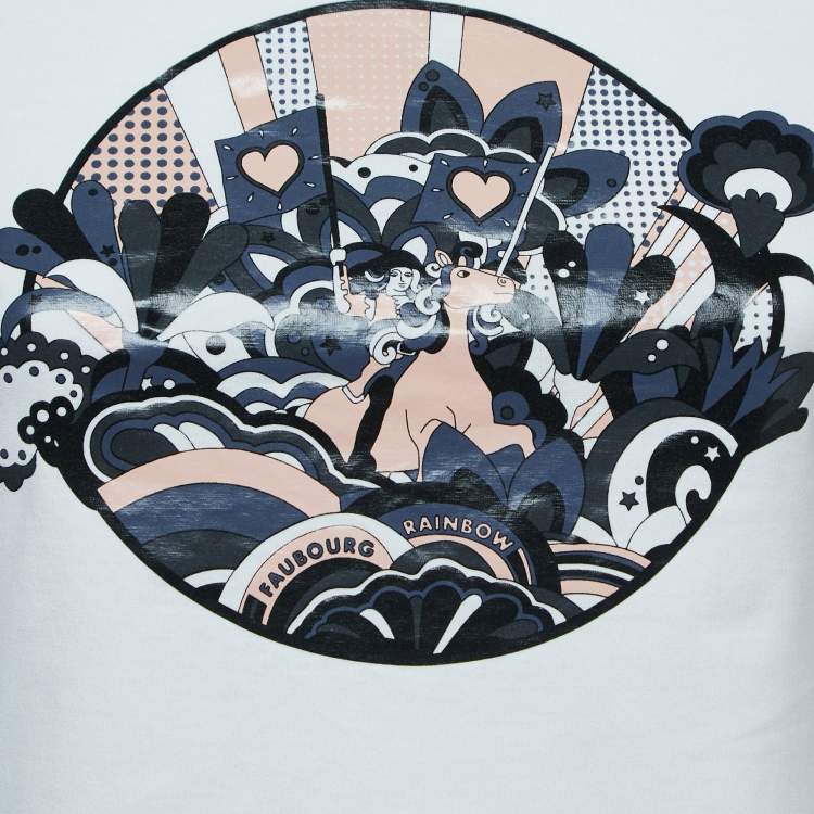 Pre Owned Hermes White Micro Print Cotton Short Sleeve T-Shirt S