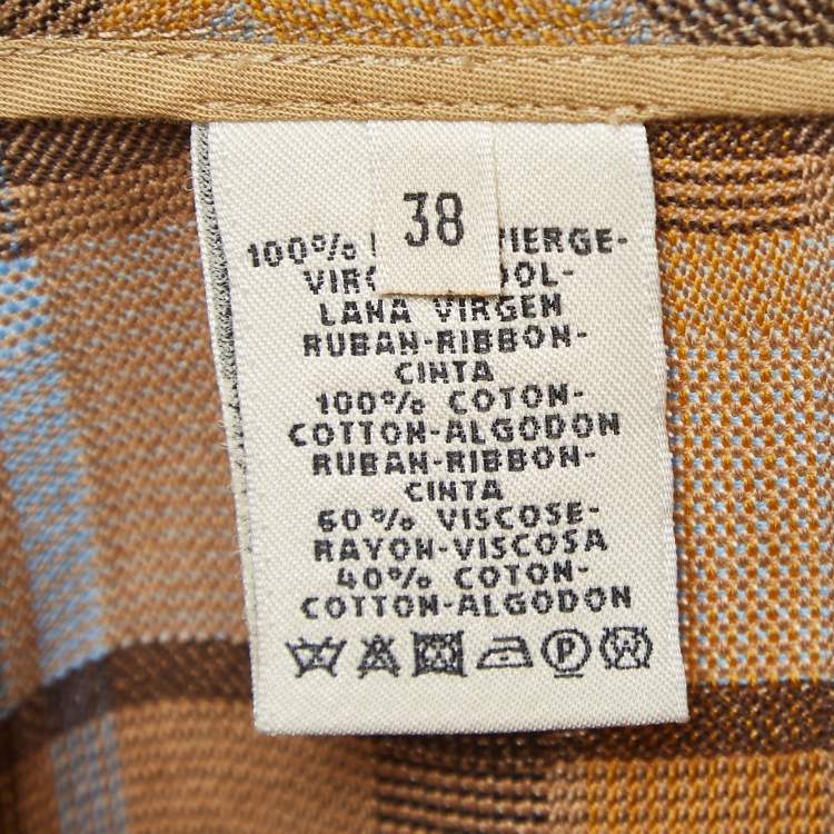 Pre Owned Hermes Grey/Multicolor Checked Patterned Wool Trousers M