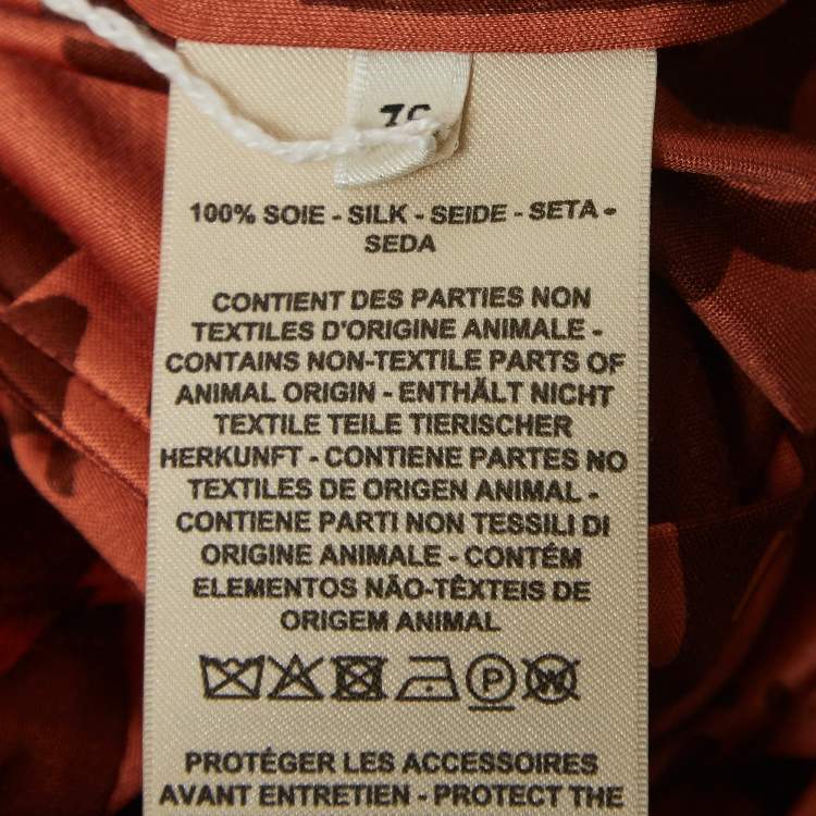 Pre Owned Hermes Red/Brown Printed Jersey Shirt S