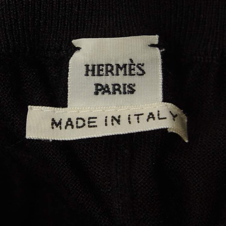 Pre Owned Hermes Black Cashmere & Silk Drawstring Jog Pants M