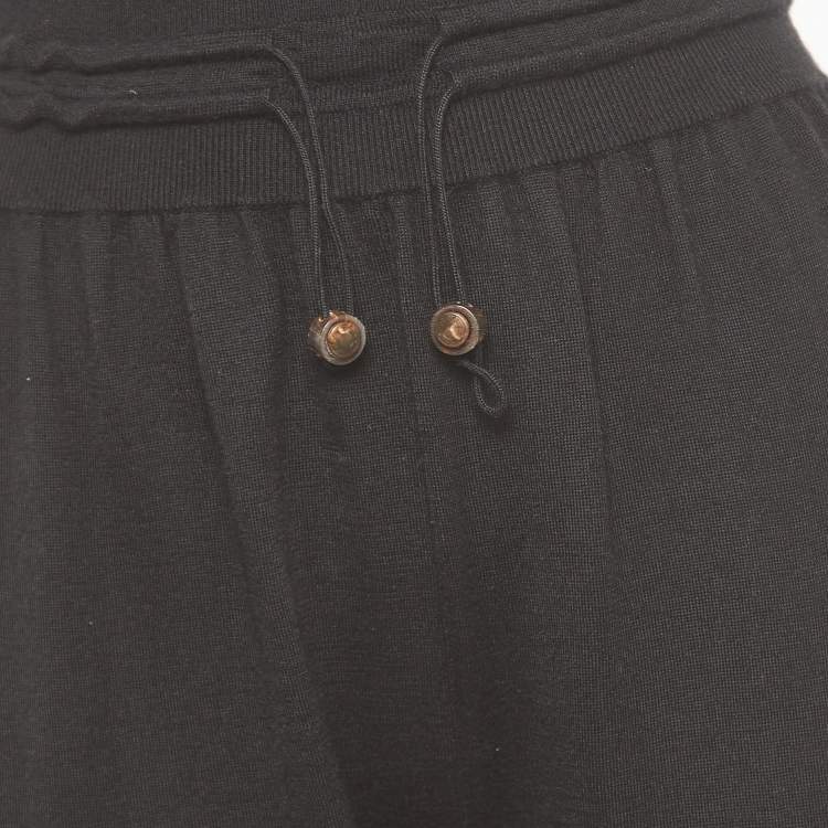Pre Owned Hermes Black Cashmere & Silk Drawstring Jog Pants M