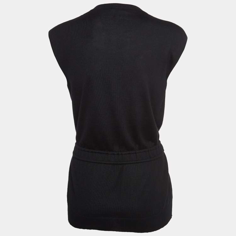 Pre Owned Hermes Black Cashmere & Silk Elasticated Waist Sleeveless Top S