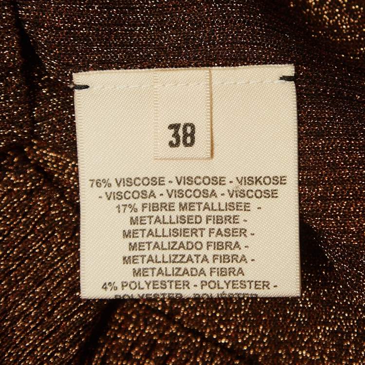 Pre Owned Hermès  Brown Lurex Knit Turtle Neck Long Sleeve Top M