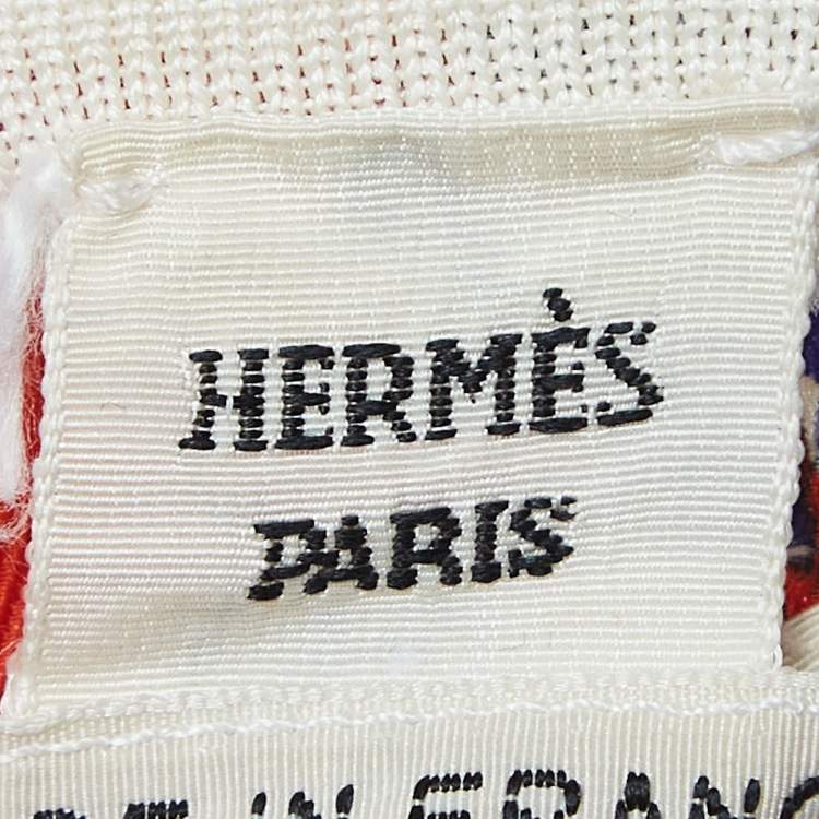 Pre Owned Hermès Cream Print Silk Knit Sleeveless Top M