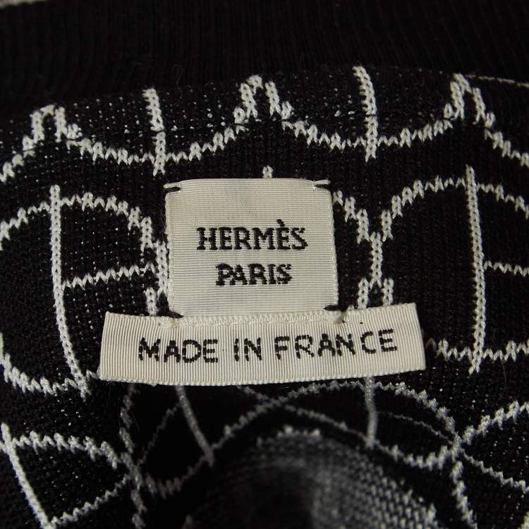 Pre Owned Hermes Black H Rond Jacquard Knit T-Shirt S