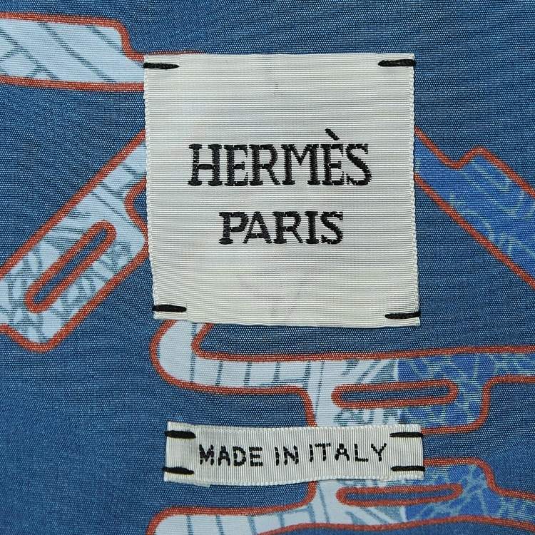 Pre Owned Hermès Blue Printed Nylon Hooded Jacket and Shorts Set S