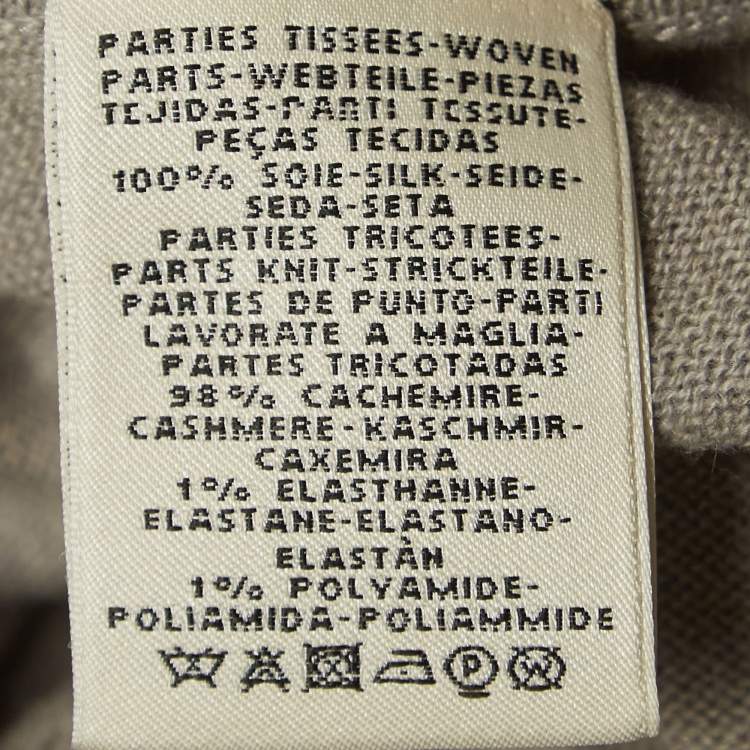 Pre Owned Hermes Grey Printed Silk and Cashmere Crew Neck Sweatshirt M