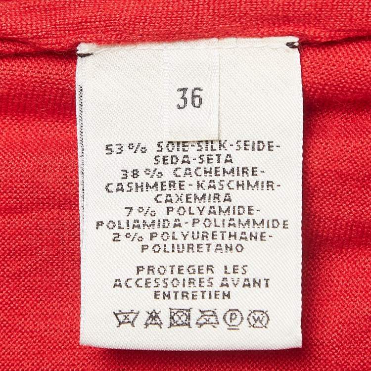 Pre Owned Hermès Red Textured Knit  Chaines d' Ancre Zipper Top S
