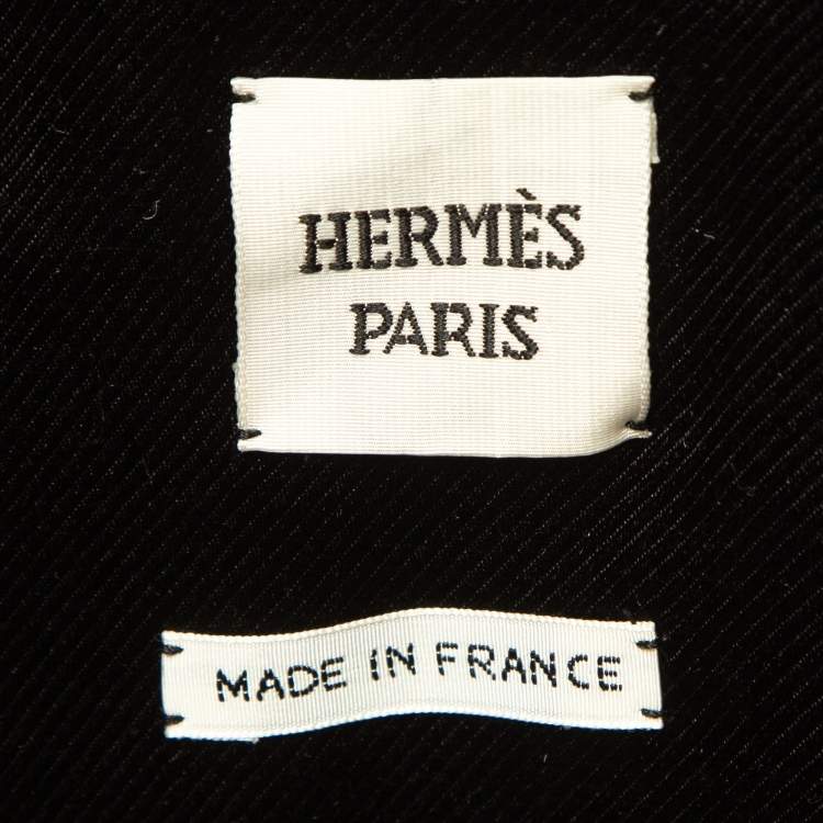 Pre Owned Hermès Black Print Silk Satin Zip Front Biker Jacket S