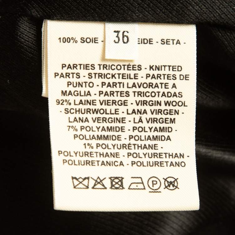 Pre Owned Hermès Black Print Silk Satin Zip Front Biker Jacket S