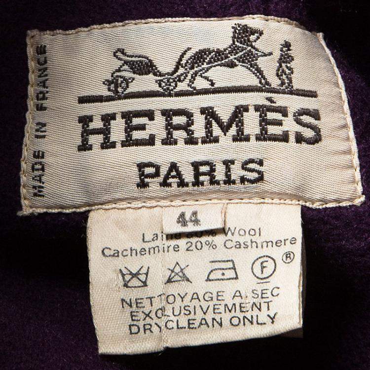 Pre Owned Hermes Green Wool Hooded Vintage Over Coat L