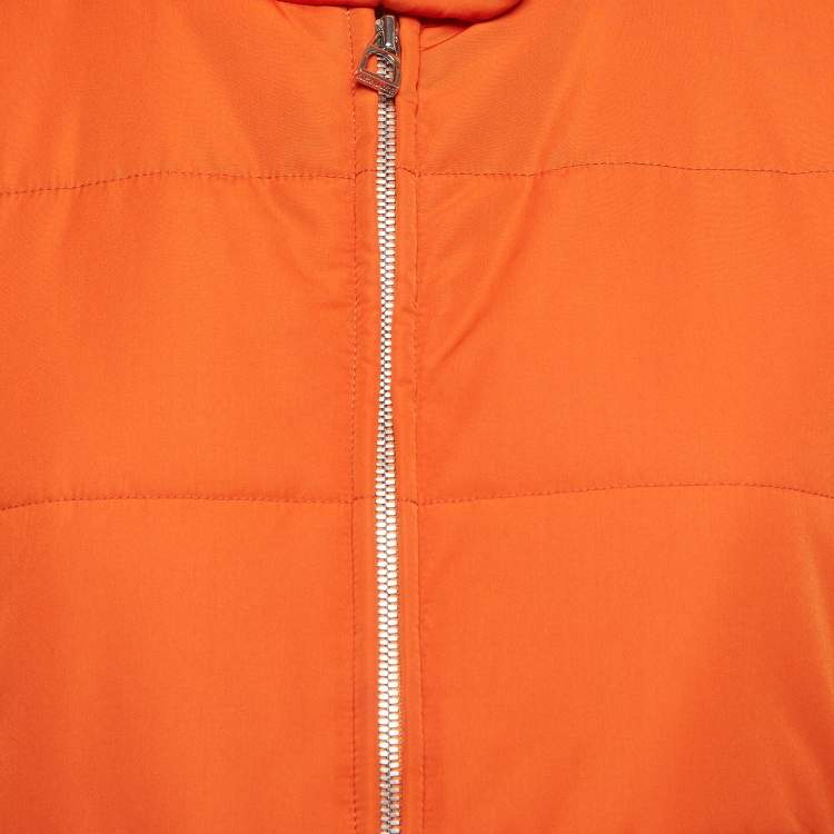 Pre Owned Hermès Orange Synthetic Sleeveless Quilted Vest M
