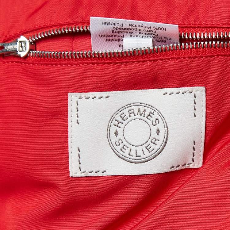 Pre Owned Hermès  Red Synthetic Sleeveless Zip Front Quilted Vest M