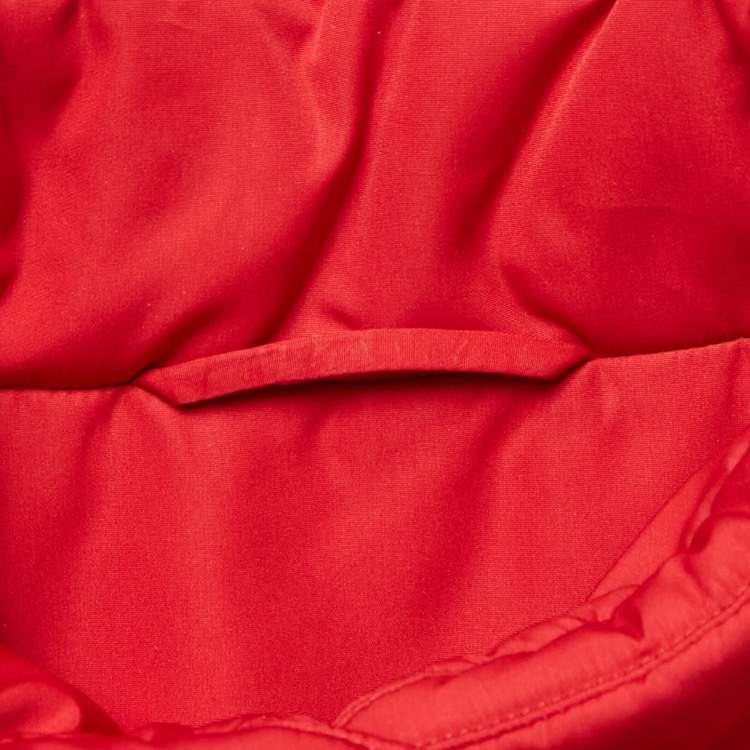 Pre Owned Hermès  Red Synthetic Sleeveless Zip Front Quilted Vest M