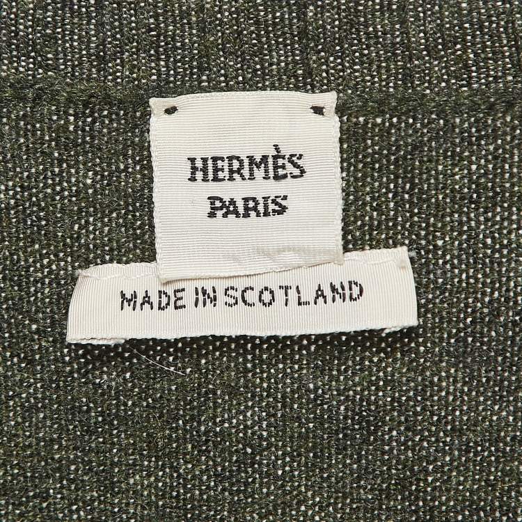 Pre Owned Hermes Olive Green Cashmere Knit Sweater Vest S