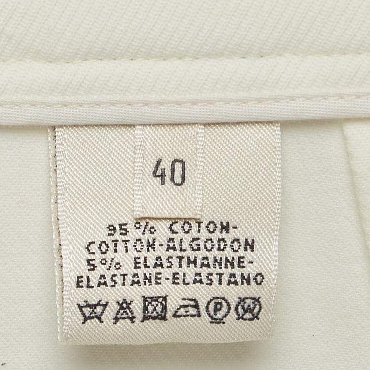 Pre Owned Hermes White Cotton Twill Skinny Trousers M
