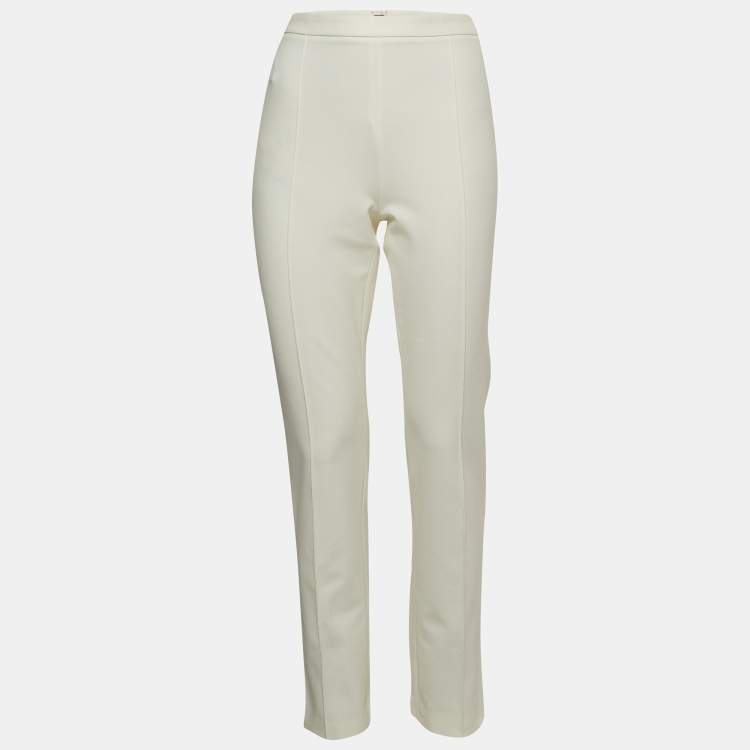 Pre Owned Hermes White Cotton Twill Skinny Trousers M