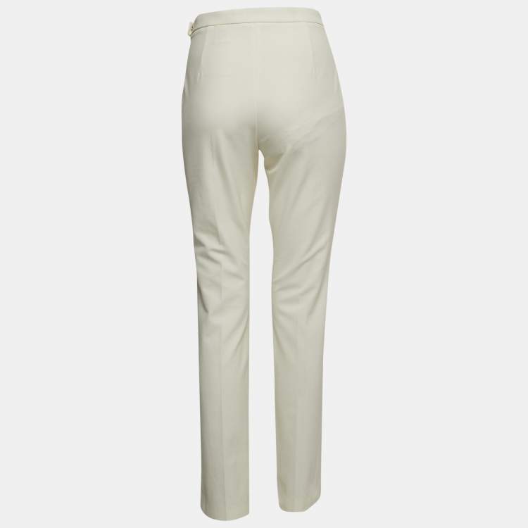 Pre Owned Hermes White Cotton Twill Skinny Trousers M