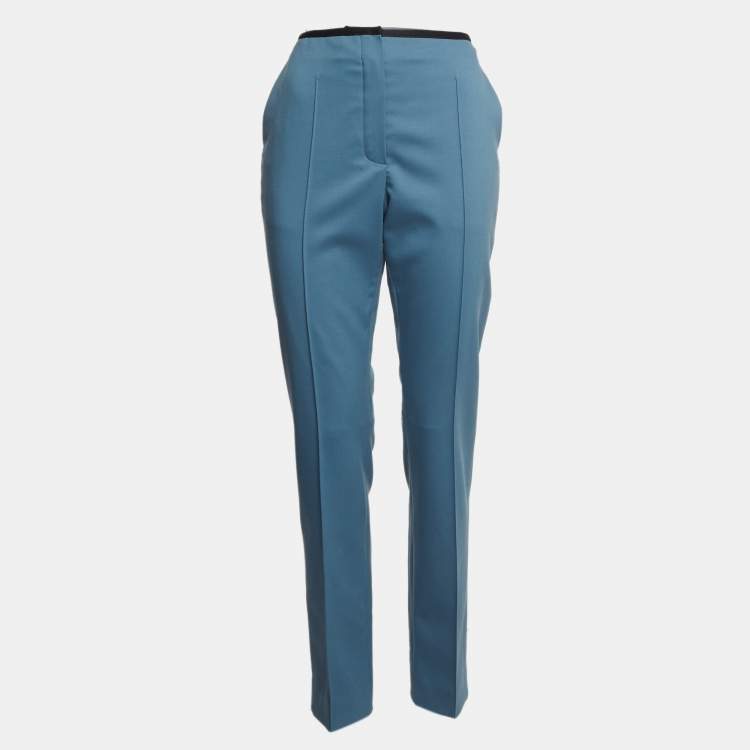 Pre Owned Hermes Blue Wool Tapered Trousers M