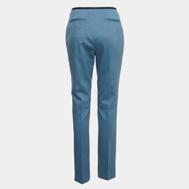 Pre Owned Hermes Blue Wool Tapered Trousers M
