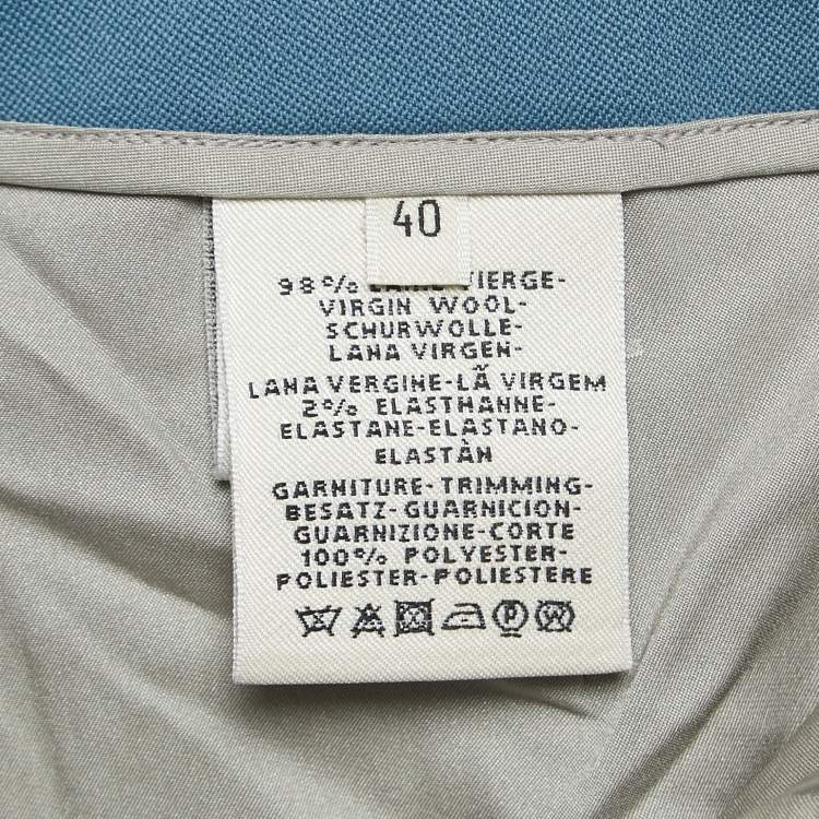 Pre Owned Hermes Blue Wool Tapered Trousers M