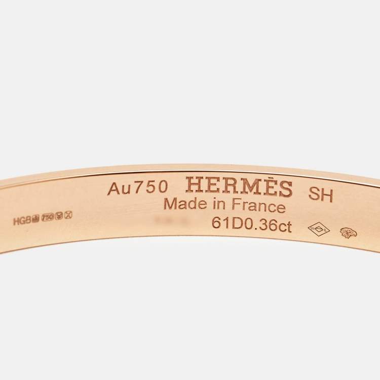 Pre Owned Hermes Kelly Small Model Diamond 18K Rose Gold Bracelet SH