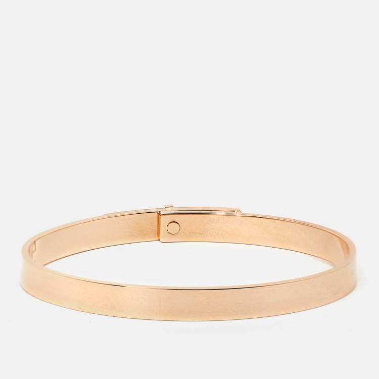 Pre Owned Hermes Kelly Small Model Diamond 18K Rose Gold Bracelet SH