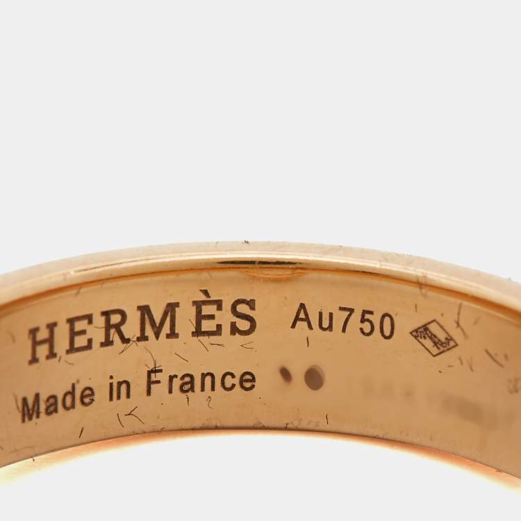 Pre Owned Hermes Collier de Chien 18k Rose Gold Ring Size 56