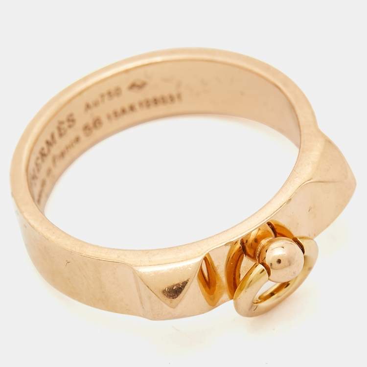 Pre Owned Hermes Collier de Chien 18k Rose Gold Ring Size 56