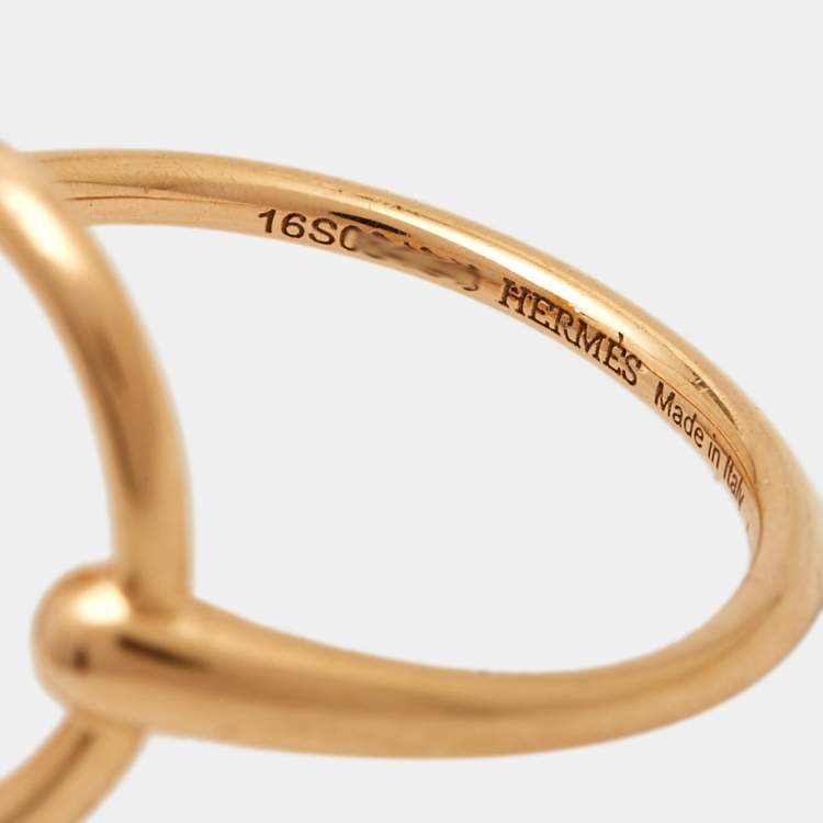 Pre Owned Hermes Filet d'Or Ring Small Model 18k Rose Gold Ring Size 53