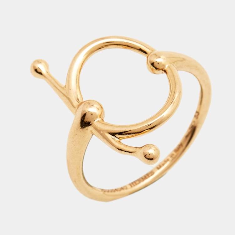 Pre Owned Hermes Filet d'Or Ring Small Model 18k Rose Gold Ring Size 53