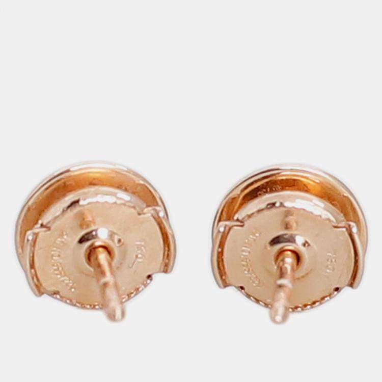 Pre Owned Hermes Rose Gold Ex-Libris Stud Earrings
