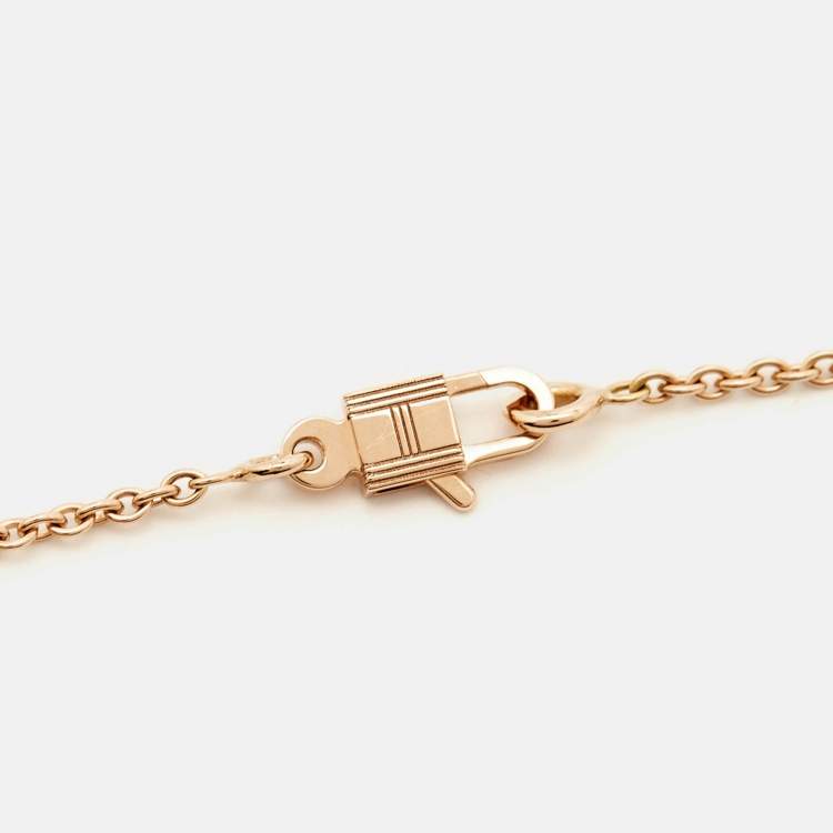 Pre Owned Hermes Amulettes Constance Diamond 18k Rose Gold Necklace