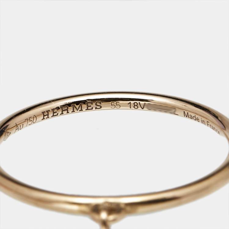 Pre Owned Hermès Gambade 18k Rose Gold Ring Size 55