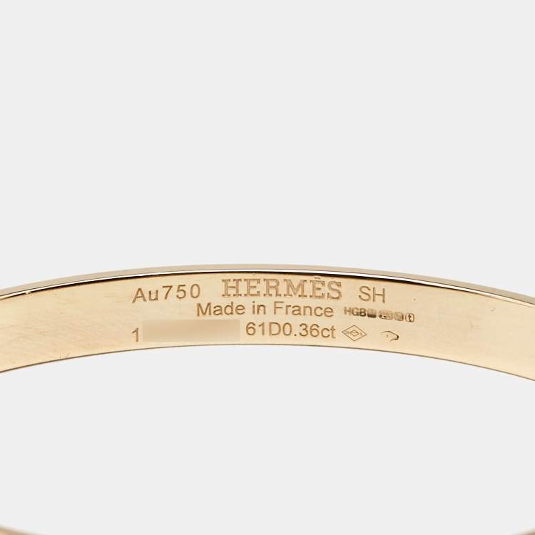 Pre Owned Hermes Kelly Small Model Diamond 18K Rose Gold Bracelet SH